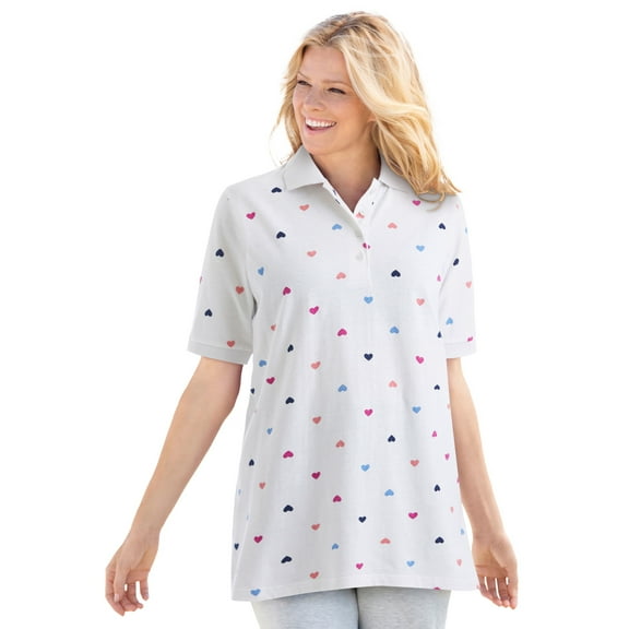 Woman Within Plus Size Elbow-Sleeve Polo Tunic