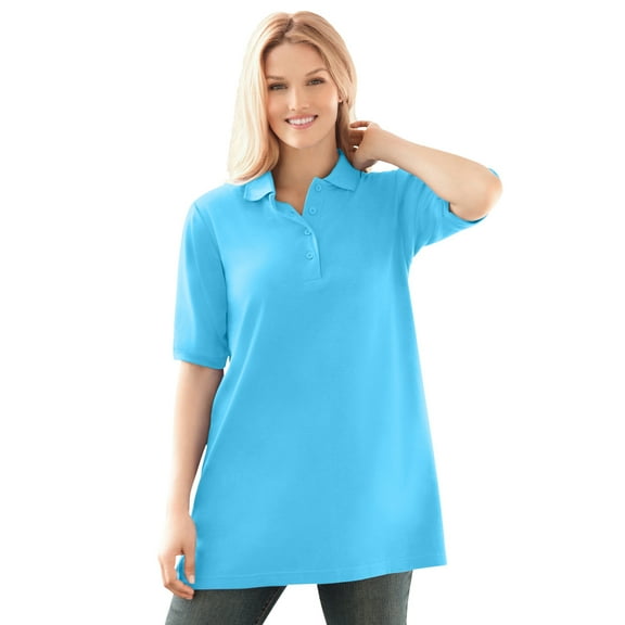 Woman Within Plus Size Elbow-Sleeve Polo Tunic