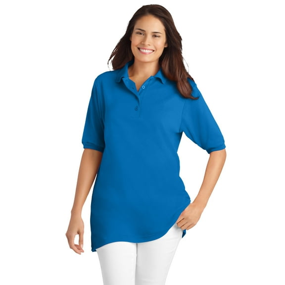 Woman Within Plus Size Elbow-Sleeve Polo Tunic