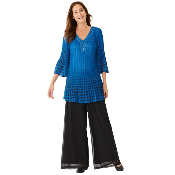 Woman Within Plus Size Embellished Pleated Blouse