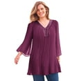 thumbnail image 1 of Woman Within Plus Size Embellished Pleated Blouse, 1 of 5