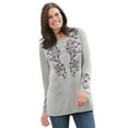 thumbnail image 1 of Woman Within Plus Size Embroidered Henley Tee, 1 of 3