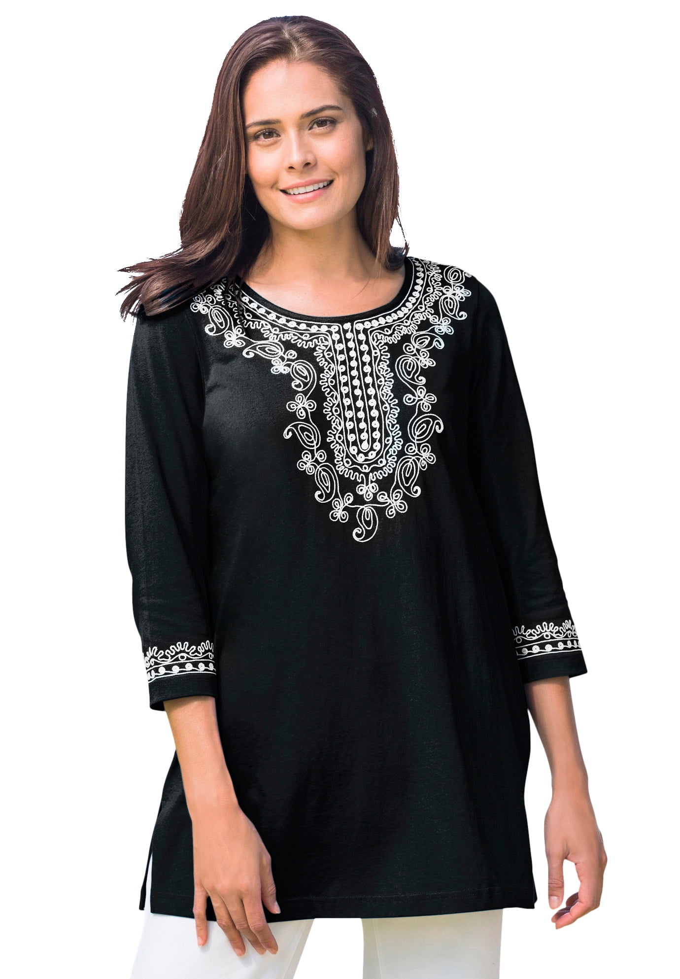 Plus Size Embroidered Knit Tunic