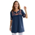 thumbnail image 1 of Woman Within Plus Size Embroidered Split-Neck Tunic, 1 of 5