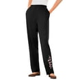 thumbnail image 1 of Woman Within Plus Size 7-Day Knit Embroidered Straight-Leg Pull-On Pants, 1 of 5