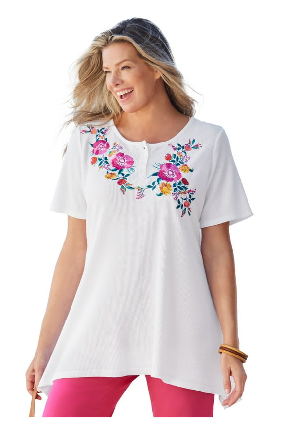 Plus Size Embroidered Thermal Tunic