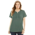 thumbnail image 1 of Woman Within Plus Size Eyelet Henley Tee, 1 of 6