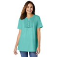 thumbnail image 1 of Woman Within Plus Size Eyelet Henley Tee, 1 of 4