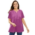 thumbnail image 1 of Woman Within Plus Size Eyelet Henley Tee, 1 of 5