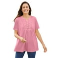 thumbnail image 1 of Woman Within Plus Size Eyelet Henley Tee, 1 of 3