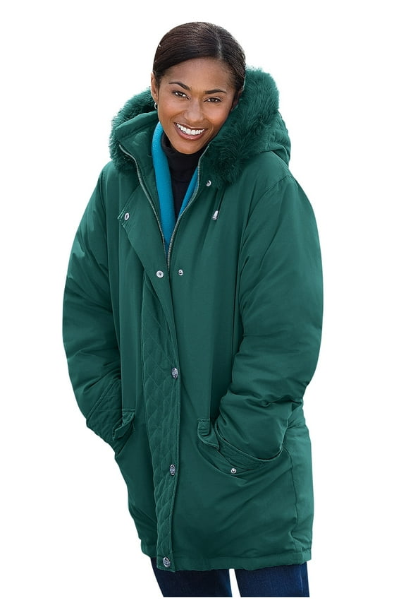Plus Size Faux Fur Down Parka Coat
