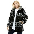 thumbnail image 1 of Woman Within Plus Size Faux Fur Snowflake Print Hooded Jacket, 1 of 4