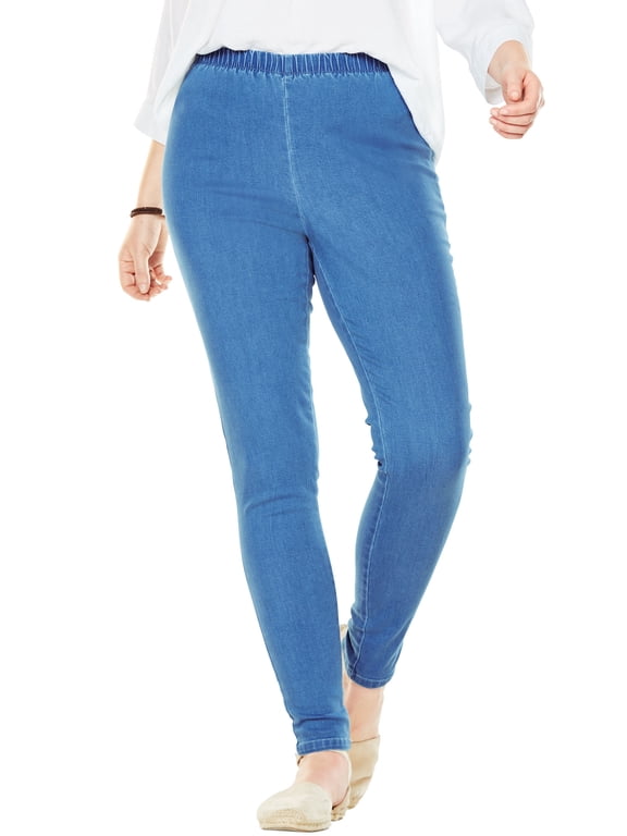 Plus Size Fineline Stretch Denim Skinny Pull-On Jeans