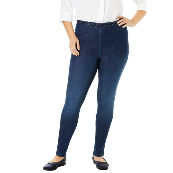 Woman Within Plus Size Fineline Stretch Denim Skinny Pull-On Jeans