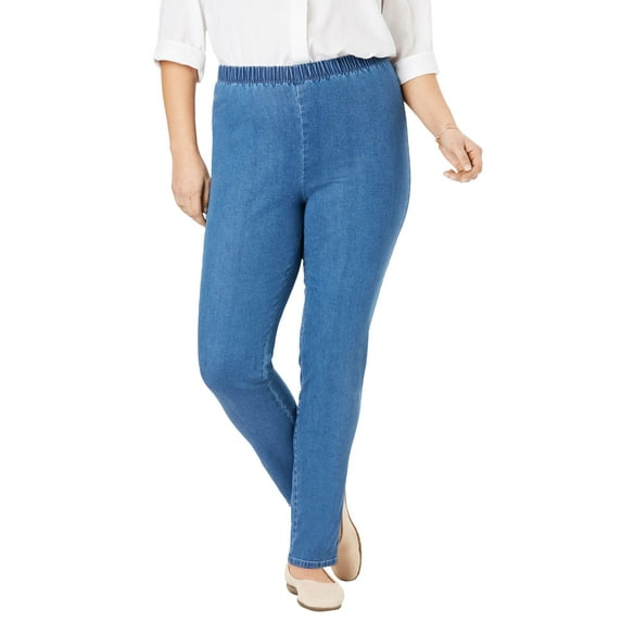 Woman Within Plus Size Fineline Stretch Denim Skinny Pull-On Jeans
