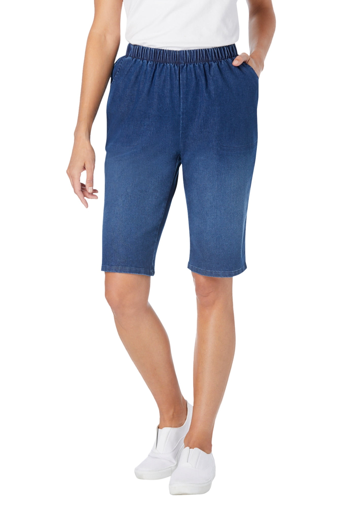 Woman Within Women s Plus Size Fineline Denim Short Short