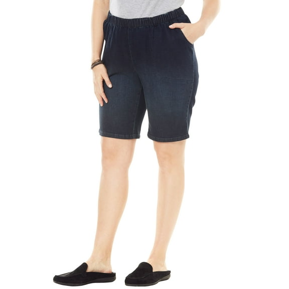 Woman Within Plus Size Fineline Denim Short