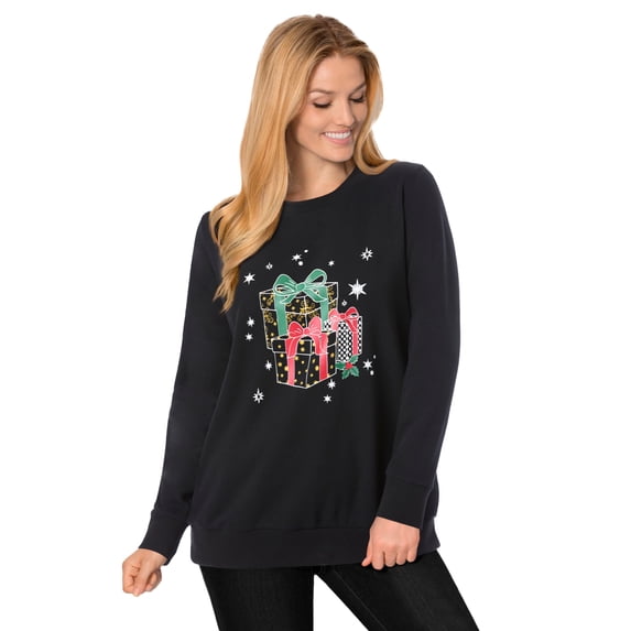 Woman Within Plus Size Fleece Holiday Sweatshirt