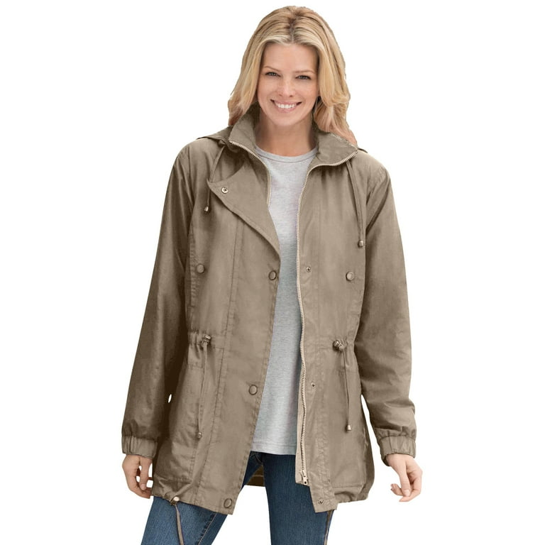 Woman Within Women s Plus Size Fleece Lined Taslon Anorak Walmart