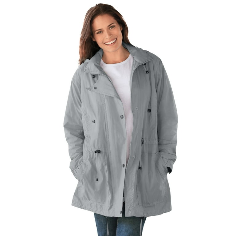 Plus size store lined raincoat