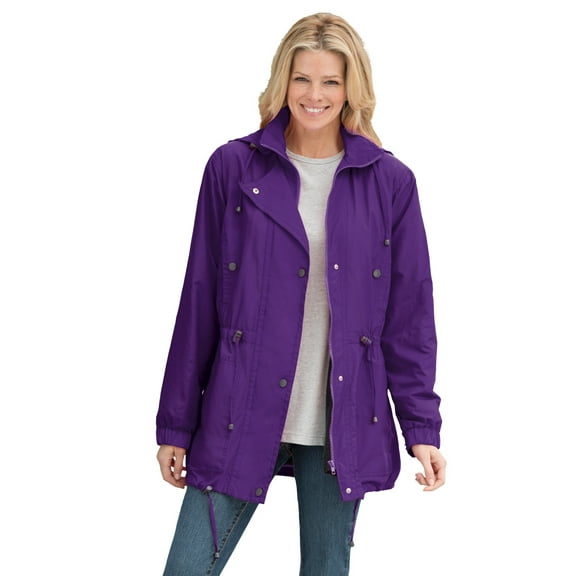 Woman Within Plus Size Fleece-Lined Taslon Anorak