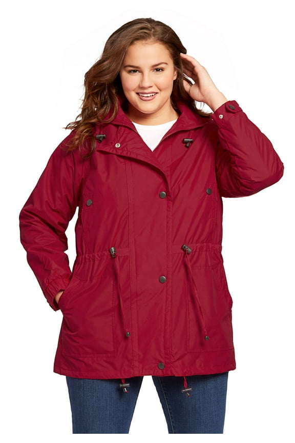 Plus Size Fleece-Lined Taslon Anorak