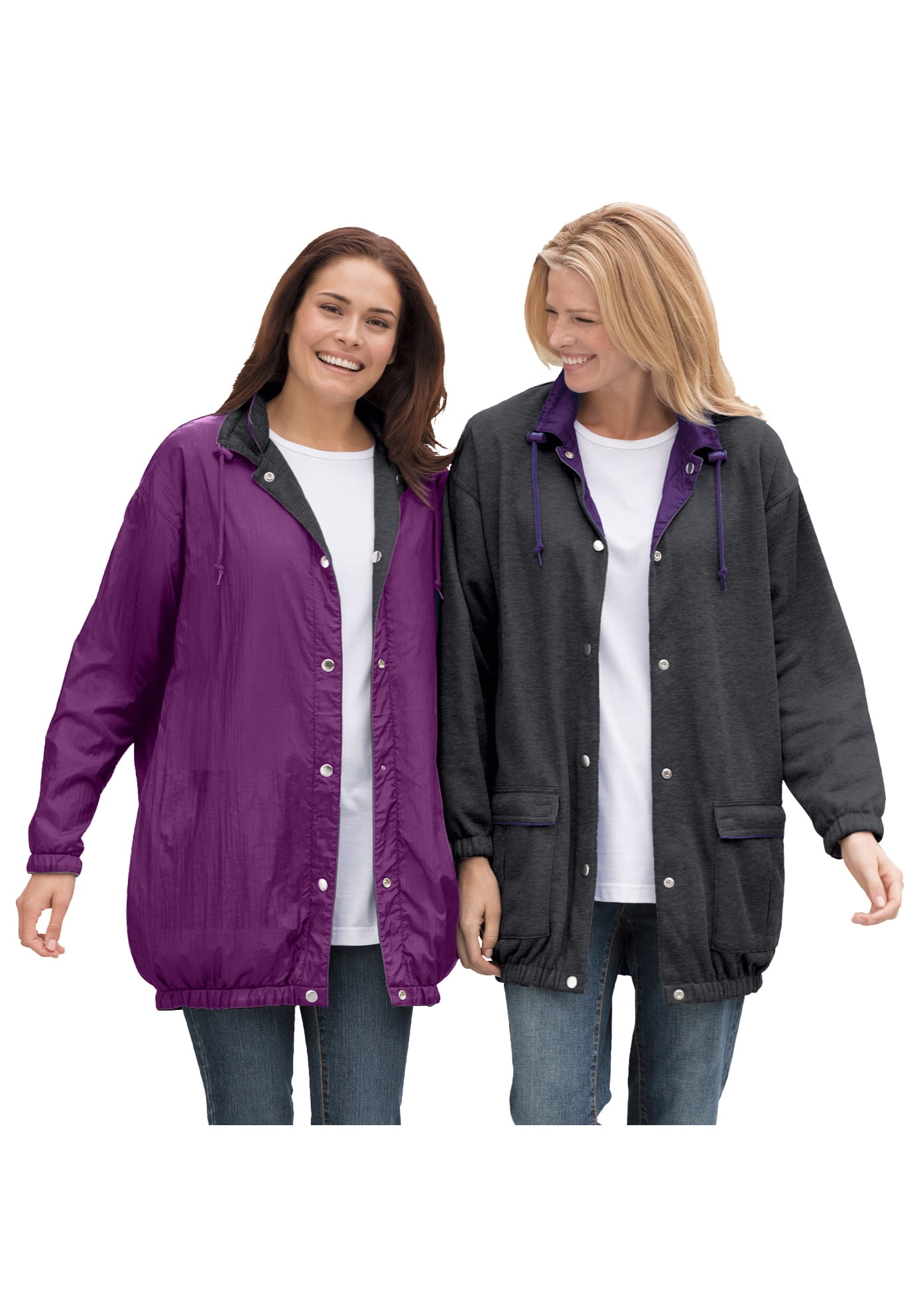 Woman Within Women s Plus Size Fleece Nylon Reversible Jacket Walmart