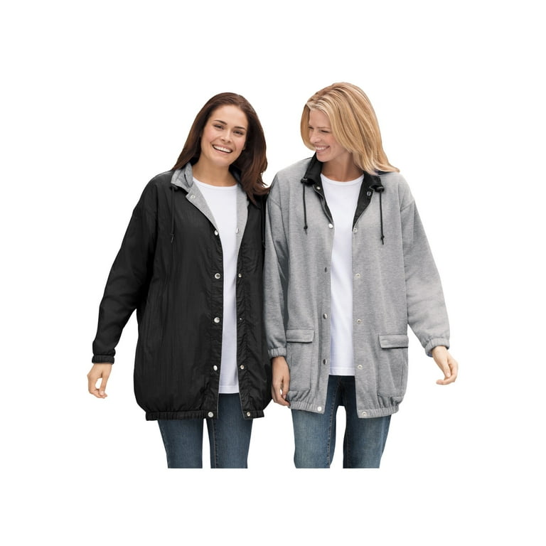 Woman Within Women s Plus Size Fleece Nylon Reversible Jacket Rain