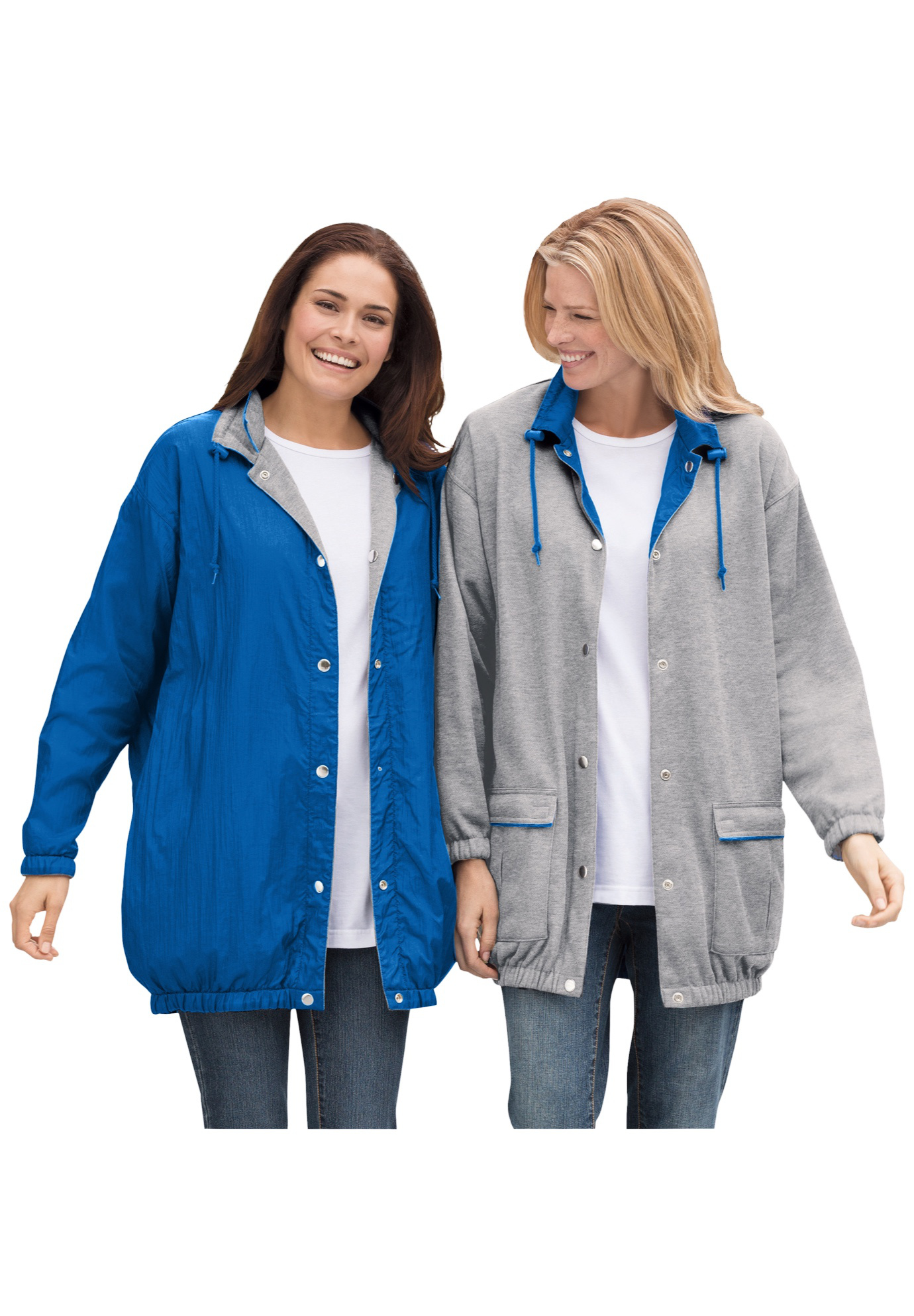 Woman Within Women's Plus Size Fleece Nylon Reversible Jacket Rain Jacket - image 1 of 6