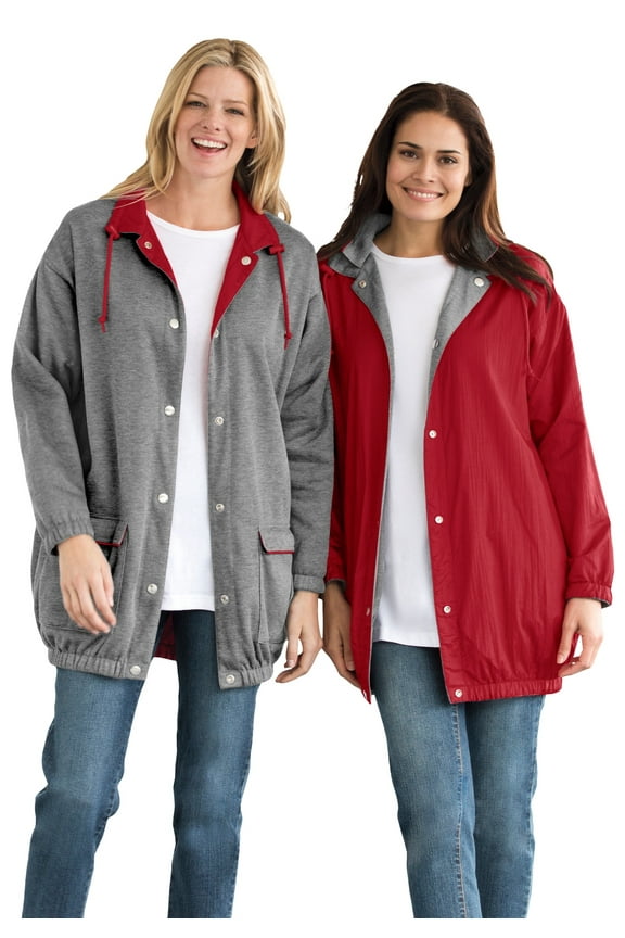 Plus Size Fleece Nylon Reversible Jacket