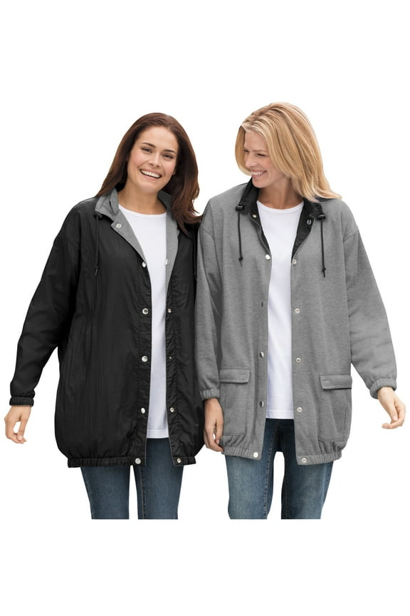 Plus Size Fleece Nylon Reversible Jacket