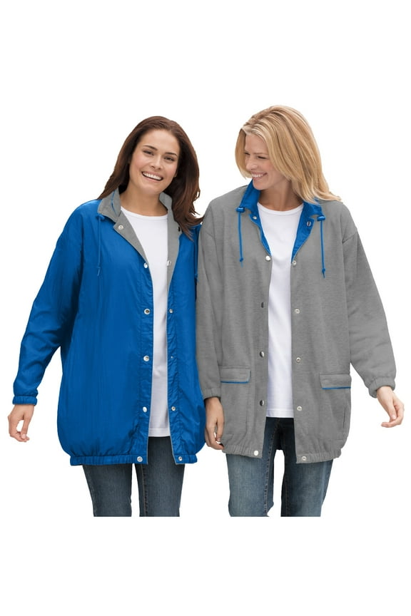 Plus Size Fleece Nylon Reversible Jacket