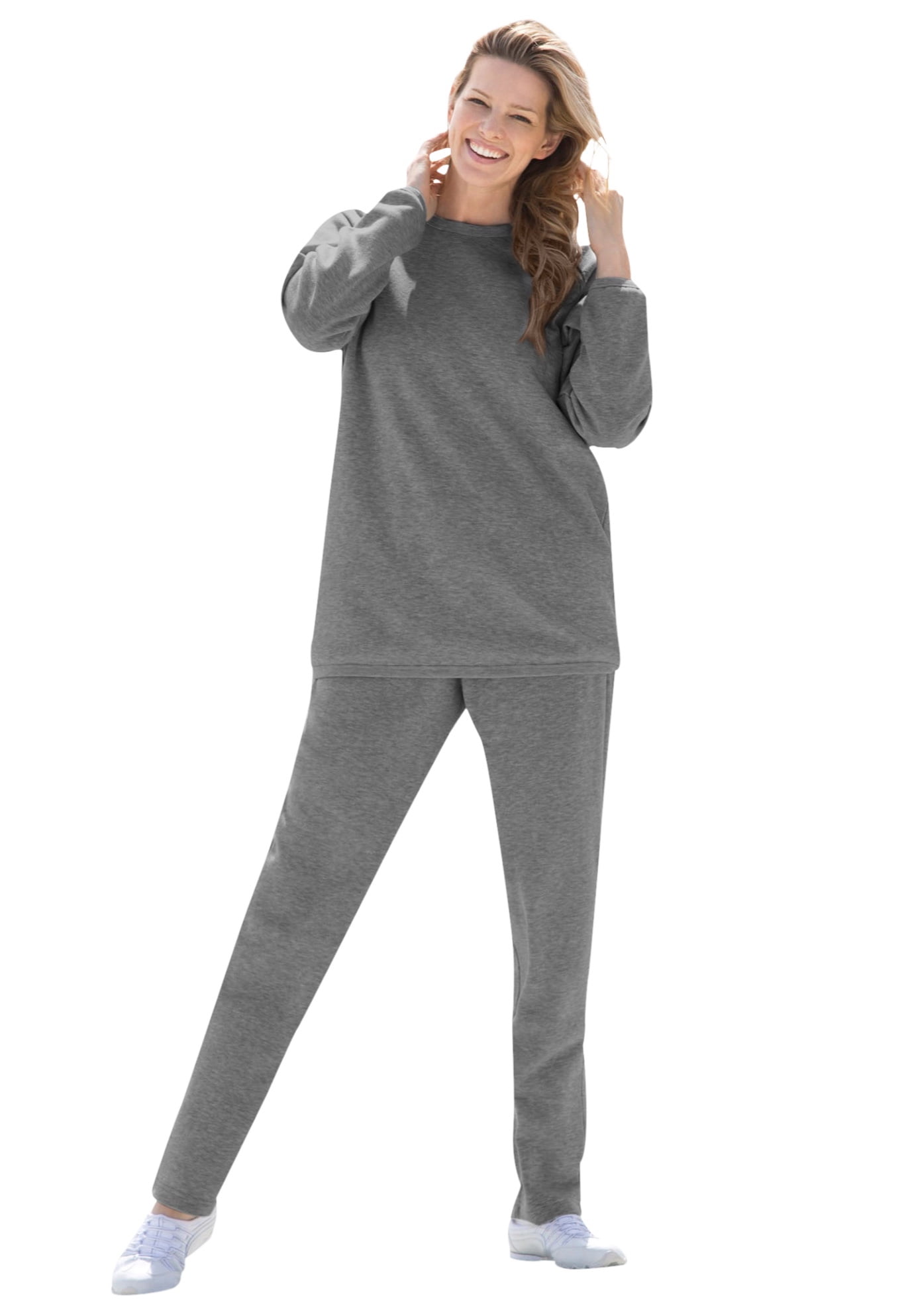 Woman Within Women's Plus Size Fleece Sweatshirt Set Sweatsuit