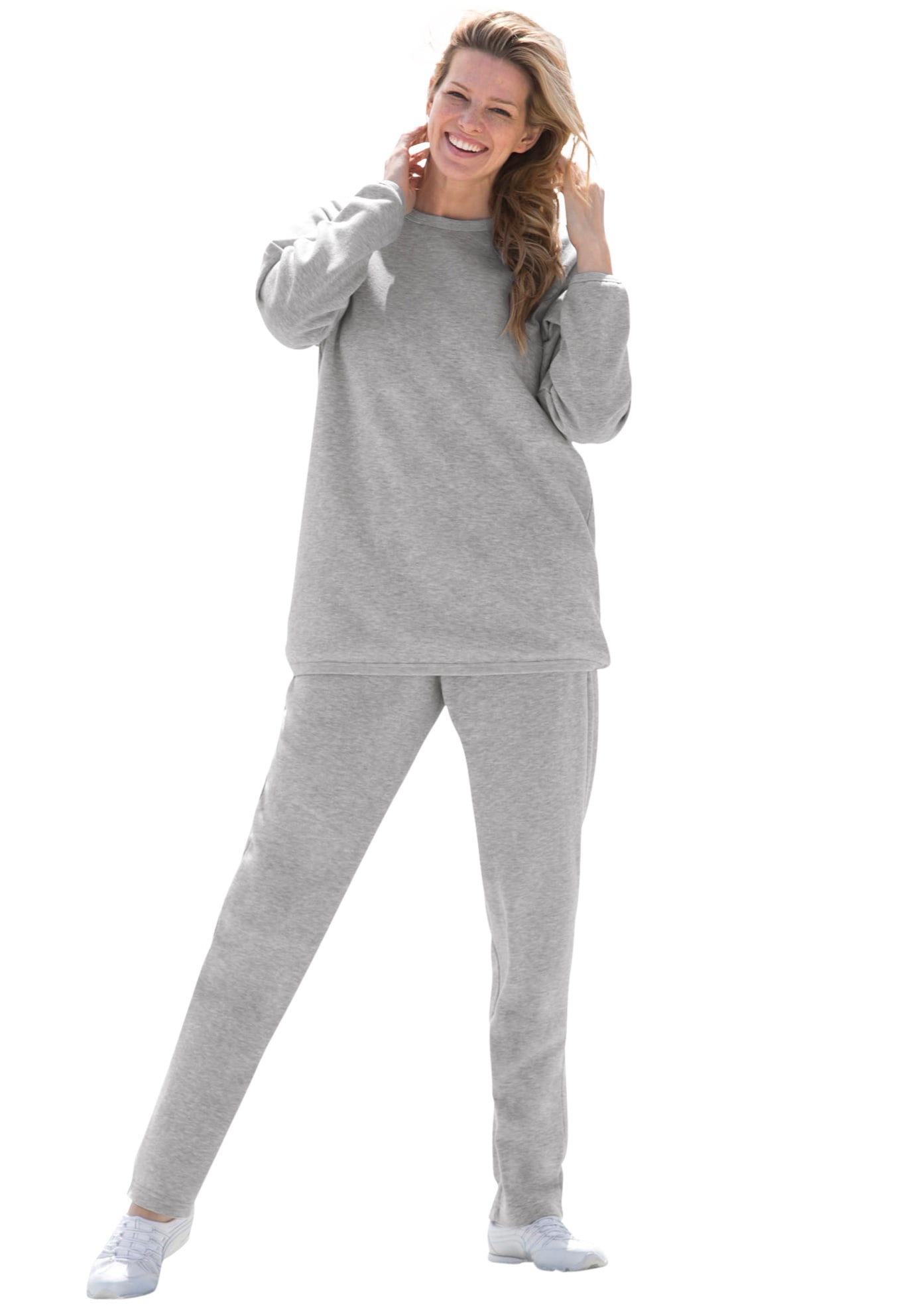  Woman Within Womens Plus Size Fleece Sweatshirt Set  Sweatsuit - L