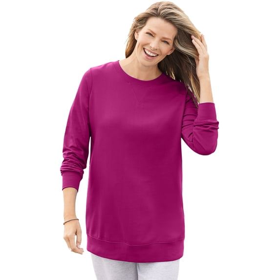 Woman Within Plus Size Crewneck Fleece Sweatshirt