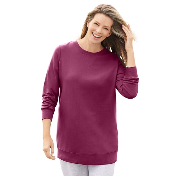 Woman Within Plus Size Crewneck Fleece Sweatshirt