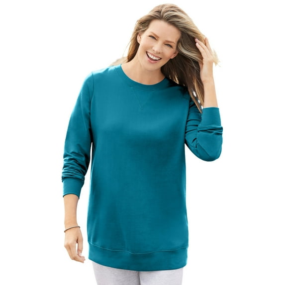 Woman Within Plus Size Crewneck Fleece Sweatshirt