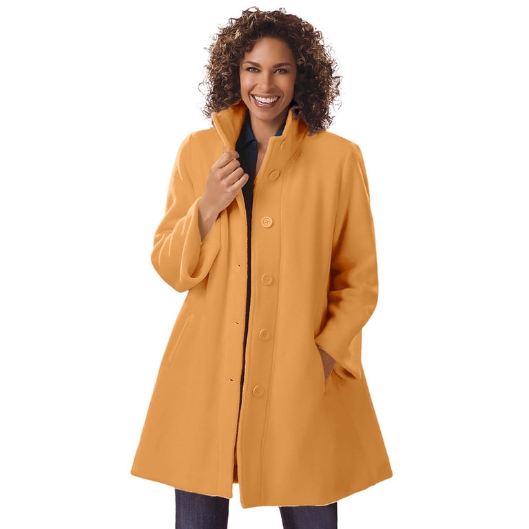 Woman Within Women s Plus Size Fleece Swing Funnel Neck Coat Walmart