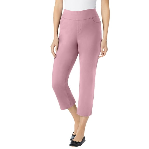 Woman Within Plus Size Pull-On Elastic-Waist Stretch Denim Capri Jeans