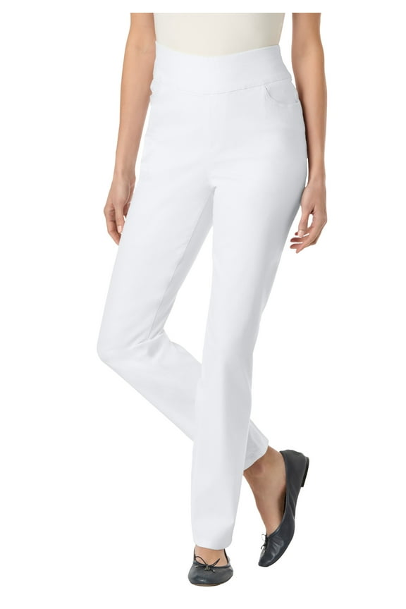 Plus Size Pull-On Straight-Leg Gap-Free Stretch Denim Jeans