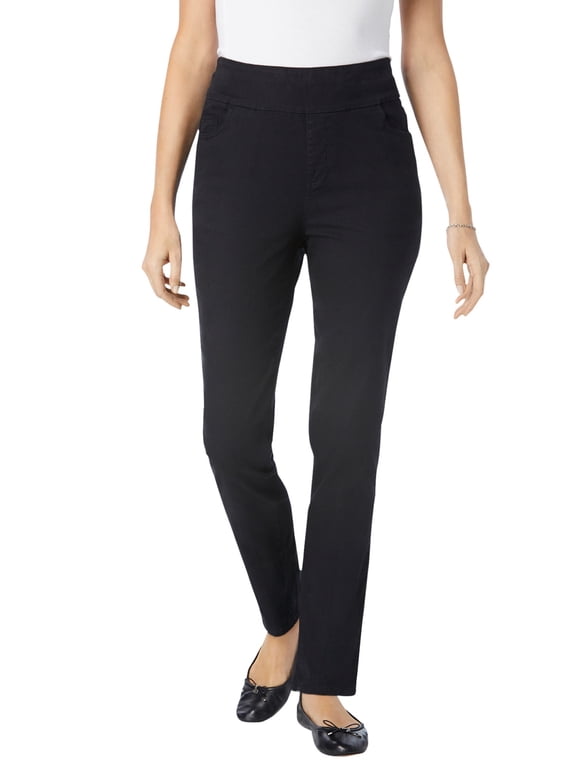 Plus Size Smooth Waist Pull-On Flex Fit Straight-Leg Stretch Denim Jeans