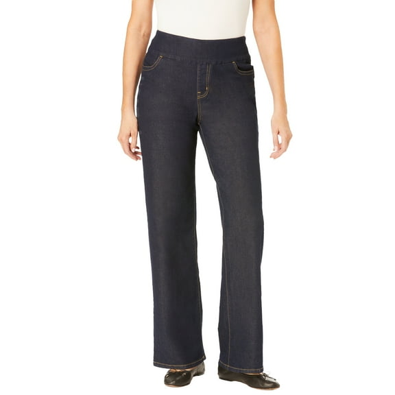 Woman Within Plus Size  Pull-On Wide-Leg Denim Jean