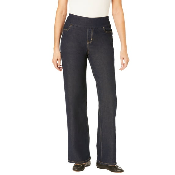 Woman Within Plus Size Pull-On Wide-Leg Denim Jean