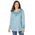 thumbnail image 1 of Woman Within Plus Size Floral Embroidered Sweatshirt Tee, 1 of 6