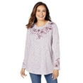 thumbnail image 1 of Woman Within Plus Size Floral Embroidered Sweatshirt Tee, 1 of 6