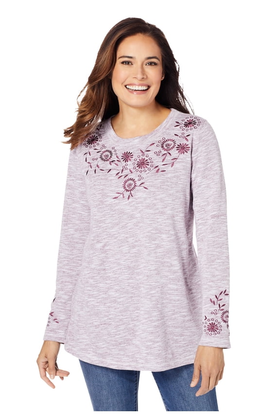 Plus Size Floral Embroidered Sweatshirt Tee