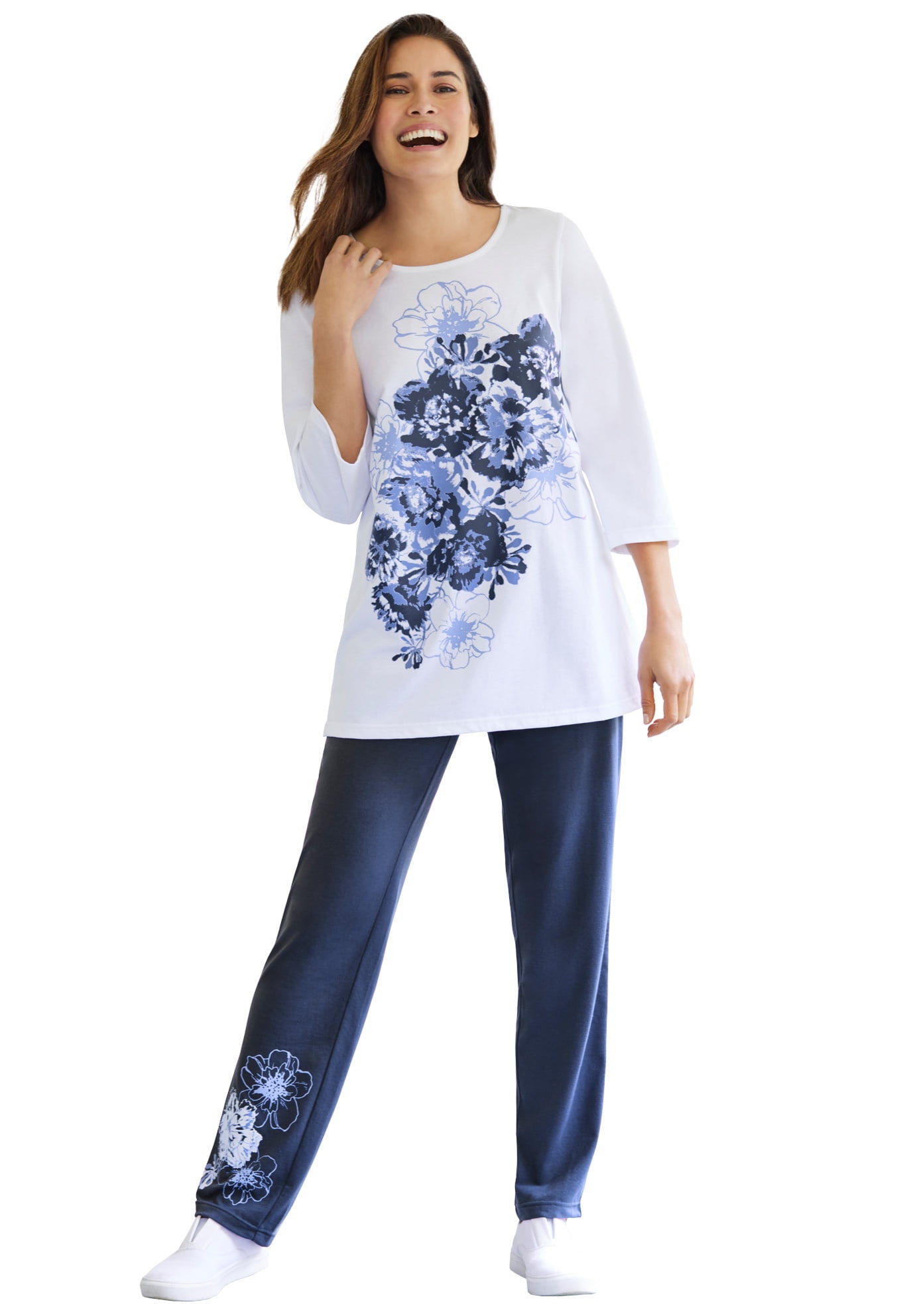 Uuszgmr Jeans For Women Women Elegant And Comfortable Floral Print Slit  Casual Commuting Pants 
