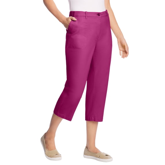 Woman Within Women's Plus Size Freedom Waist Chino Capri