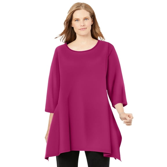 Woman Within Plus Size French Terry Handkerchief Hem Tunic