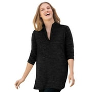 Woman Within Plus Size French Terry Quarter-Zip Sweatshirt